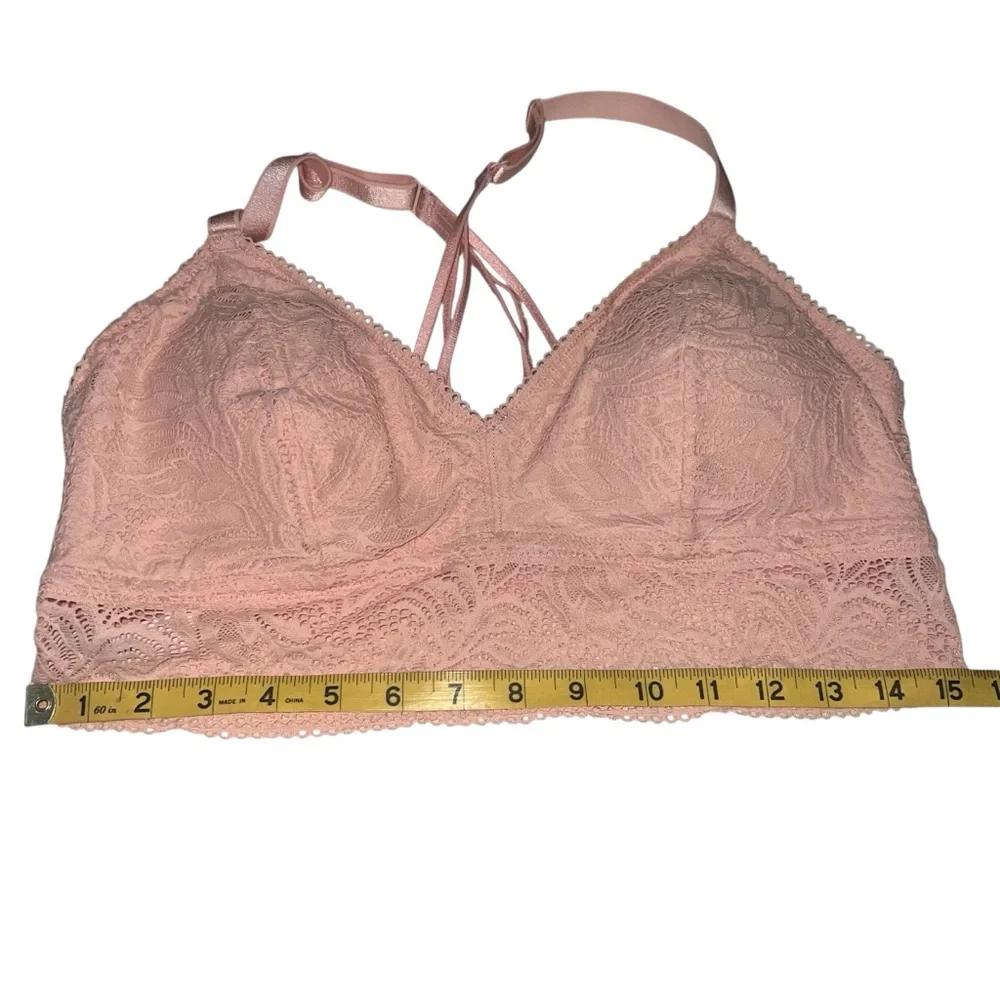 Auden Lace Crisscrossed Back Longline Bralette XL Lace V Neck